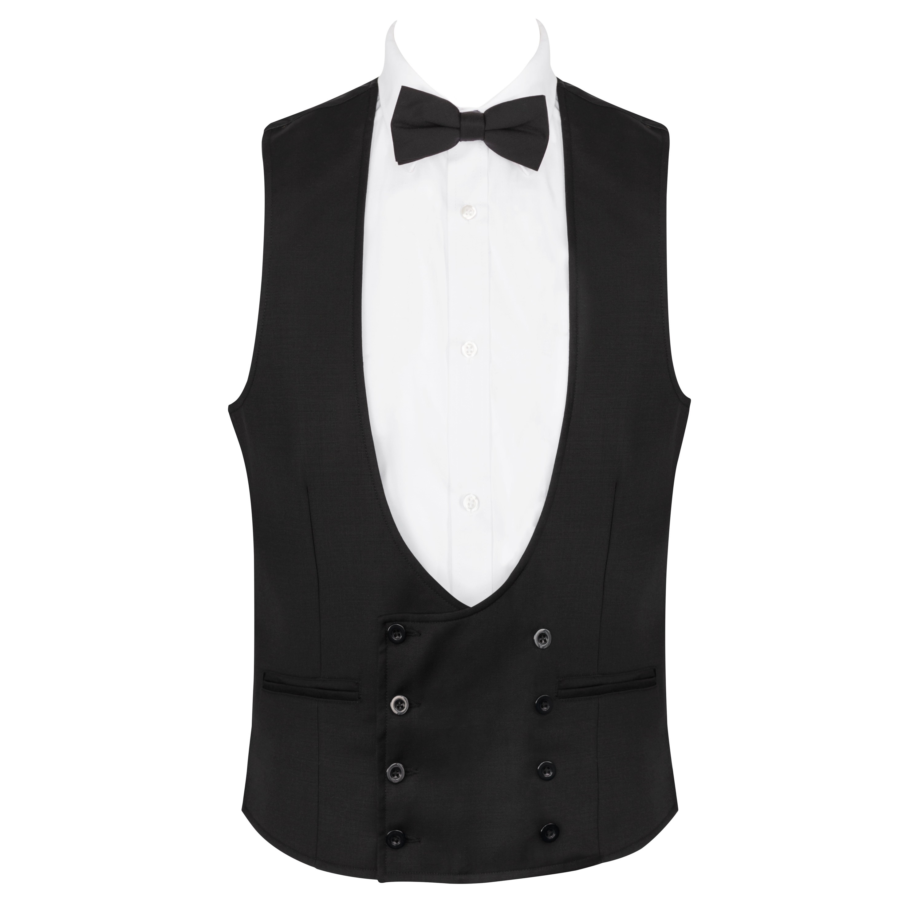 Black Tuxedo Waistcoat, 100% Wool 