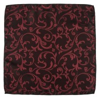 Burgundy on Black Swirl Leaf Pocket Square #AB-TPH1000/1